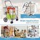 Folding shopping cart in black with dual storage baskets, ideal for grocery and laundry transport.
