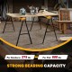Heavy-duty sawhorse with steel folding legs, supports 275 lbs each, ideal for workspace stability and portability.
