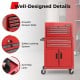 6-drawer rolling tool storage chest in red with smooth drawer slides, safety locking system, and anti-slip liner for.