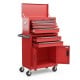 6-drawer red rolling tool storage chest cabinet with universal wheels, safety lock, and detachable top for versatile.