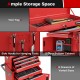 6-drawer red rolling tool storage chest with universal wheels, side hooks, and a 2-door bottom cabinet for ample.