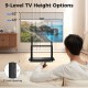 Mobile TV stand for 32"-80" TVs, featuring adjustable height, AV shelves, and lockable wheels for easy mobility.