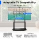 Mobile TV stand for 32"-80" TVs with adjustable camera shelf and AV shelves, featuring lockable wheels for easy.