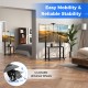 Mobile TV stand with 4 lockable wheels, adjustable camera shelf, and 2-tier AV shelves for 32"-80" TVs in a modern.