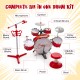 Kids jazz drum keyboard set in red featuring a microphone stand, stool, and various drums for musical fun.