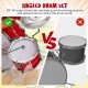 Angled drum set with 20° tilt for easy playing, part of a kids jazz drum keyboard set in red, ideal for young musicians.