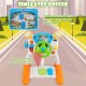 Kids steering wheel toy set with lights and sounds, featuring a rotary switch, pedals, and realistic driving controls.