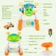 Kids steering wheel pretend play toy set with lights, sounds, and included stool for safe indoor fun.