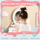 Kids 2-in-1 princess makeup table and chair set with removable mirror, safe materials, perfect gift for ages 3+.