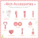 Kids vanity set featuring a tri-folding mirror and rich accessories, designed for safe, fun play for ages 3 and up.