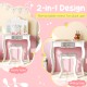 Kids vanity table in white with removable tri-folding mirror, perfect for little princesses aged 3+ years.