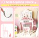 Kids vanity set with tri-folding mirror and anti-toppling device, designed for safety and stability in white finish.