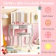 Kids vanity set with tri-folding mirror in white, featuring safe materials and stable structure for little princesses.