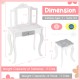 Kids vanity set with tri-folding mirror in white, featuring a sturdy design and ideal for ages 3+, perfect for little.