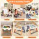 Kids 6-in-1 folding activity table for drawing, building blocks, and playing sand, featuring a reversible tabletop.
