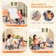 Kids easel with reversible tabletop, adjustable 60° angle, suitable for drawing, building blocks, and studying.