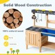 Close-up of solid wood construction for the Outdoor Mud Kids Kitchen Playset, featuring sturdy, sustainable materials.
