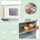 Double-sided kids kitchen playset featuring a simulated microwave and oven, with convenient handles for easy access.