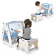 3-in-1 double-sided magnetic dry-erase board with stool, featuring a book rack and art easel for kids' creativity.