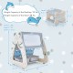 3-in-1 double-sided magnetic dry-erase board with stool, featuring a book rack and ergonomic design for kids' comfort.