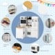 Wooden kid's corner kitchen playset with stove, featuring storage cabinets, microwave, and smooth burr-free surface for.