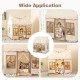 Toddler large playhouse with star string lights, featuring breathable mesh curtains and spacious design for play and.