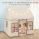 Large kids playhouse with star string lights, spacious for 3-4 children, ideal for reading and role-playing games.