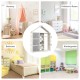 Kids costume storage closet in gray with bins and shelves, ideal for organizing toys in a nursery or children's room.