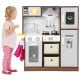 Kids modern toy kitchen playset with lights and sounds, featuring storage, accessories, and an ice maker for.