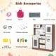 Kids modern toy kitchen playset with accessories including pan, pot, cutting board, knife, and ice maker for.