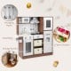 Kids modern toy kitchen playset with lights and sounds, featuring storage drawers, towel rack, and accessories for.