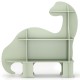 3-tier green dinosaur kids bookshelf with open shelves, smooth corners, and stable support for nursery or bedroom use.