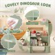3-tier green dinosaur kids bookshelf featuring smooth rounded corners and non-slip foot pads for safe organization.