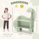 3-tier dinosaur kids bookshelf in green with multiple shelves, smooth corners, and stable design for safe organization.