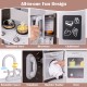 Corner toy kitchen set featuring a simulated stove, microwave, and interactive elements for imaginative play.