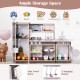 Corner toy kitchen set in dark brown with interactive light and sound, featuring ample storage and realistic appliances.