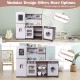 Corner Toy Kitchen Set in dark brown featuring interactive lights and sounds, with split design for versatile layouts.