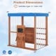 Kids gas station playhouse in brown with waterproof canopy, gas refueling guns, and chalkboards for imaginative play.