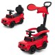 Red Mercedes Benz G350 3-in-1 ride on push car with adjustable canopy, steering wheel, and under-seat storage for kids.