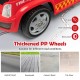 Thickened PP wheels of the Kids Push Ride On Fire Truck, designed for stability on various flat surfaces.