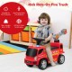 Kids ride-on fire truck in red with ladder, headlights, and bubble maker, perfect for children aged 18-36 months.