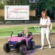12V pink kids ride-on UTV with two seats, slow start function, and remote control for safe outdoor fun.