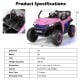 Pink 12V 2-seater kids UTV with safety belts, adjustable speeds, and built-in music for outdoor fun.