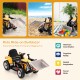 Kids ride-on excavator in yellow with adjustable bucket, designed for smooth outdoor fun and safe operation.
