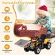Kids ride-on excavator in yellow with adjustable bucket, remote control, and rechargeable battery for outdoor fun.