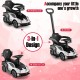 3-in-1 Lamborghini ride-on push car in white, convertible to stroller, with durable frame and storage compartment for.