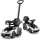3-in-1 licensed Lamborghini ride-on push car in white with handle, guardrails, and storage for kids' toys.
