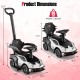 3-in-1 licensed Lamborghini ride-on push car in white with handle, guardrail, and storage compartment for kids' toys.