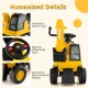 Licensed Caterpillar kids ride-on digger in yellow with a steering wheel, anti-slip wheels, and driver's cab for ages.