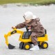 Licensed Caterpillar Kids Ride-On Digger in yellow, featuring a control lever and flexible steering for children aged.
